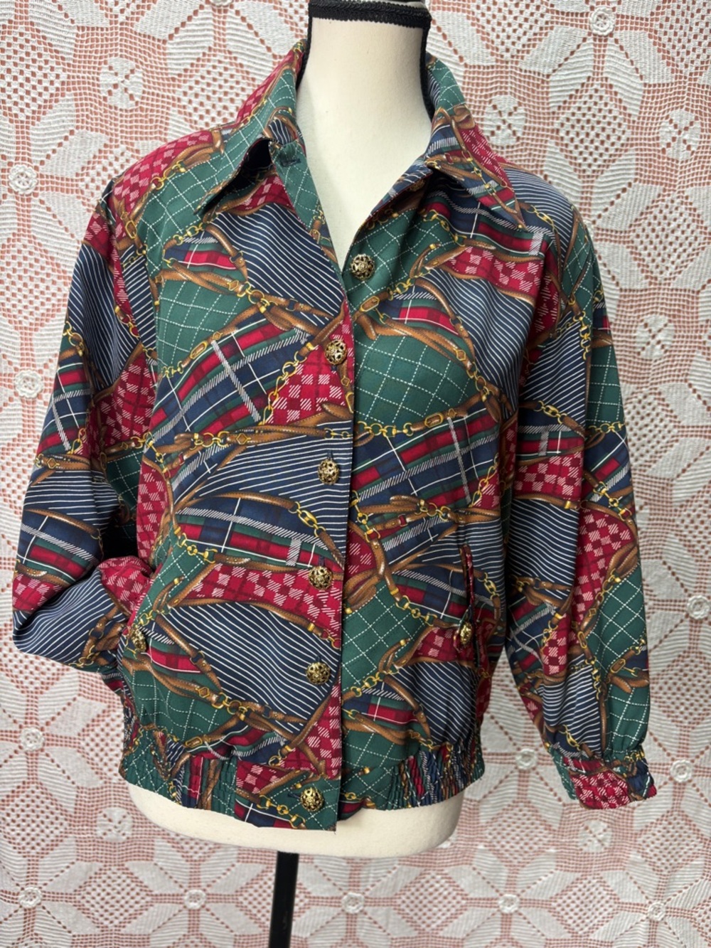 TanJay Petite Printed Jacket | Equestrian Plaid Mix Sz XS - Picture 13 of 13